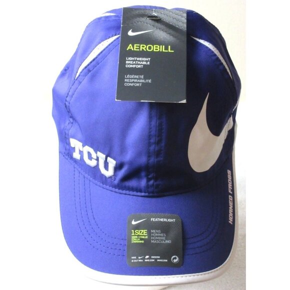 Nike Other - Nike Dri-Fit Featherlight Men's TCU Horned Frogs Big Swoosh Hat Purple White NWT